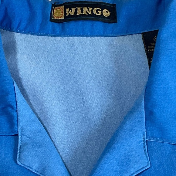 WINGO Shirt Mens Size XL Blue FIRE DRAGON Print Y2K SKATE Hawaiian VINTAGE - Picture 6 of 9